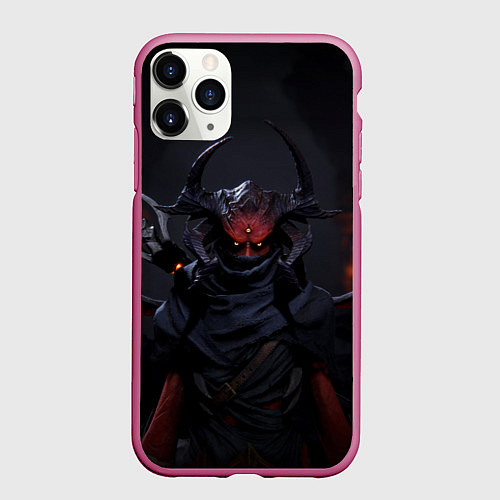 Чехол iPhone 11 Pro матовый Metall hellsinger art / 3D-Малиновый – фото 1