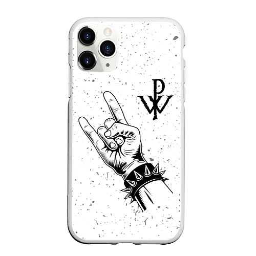 Чехол iPhone 11 Pro матовый Powerwolf и рок символ / 3D-Белый – фото 1
