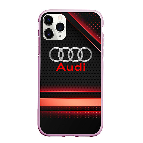 Чехол iPhone 11 Pro матовый Audi абстракция карбон / 3D-Розовый – фото 1