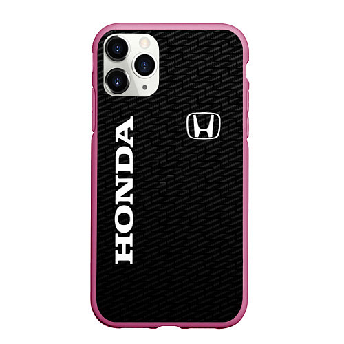 Чехол iPhone 11 Pro матовый Honda карбон / 3D-Малиновый – фото 1