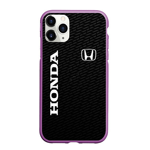 Чехол iPhone 11 Pro матовый Honda карбон / 3D-Фиолетовый – фото 1