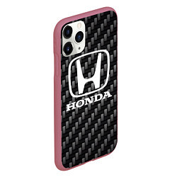 Чехол iPhone 11 Pro матовый Honda абстракция карбон, цвет: 3D-малиновый — фото 2