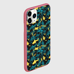 Чехол iPhone 11 Pro матовый Акулы разноцветные, цвет: 3D-малиновый — фото 2