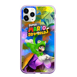 Чехол iPhone 11 Pro матовый Luigi cat - Super Mario 3D World - Nintendo, цвет: 3D-сиреневый
