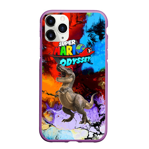 Чехол iPhone 11 Pro матовый Super Mario Odyssey - Dinosaur - Nintendo / 3D-Фиолетовый – фото 1