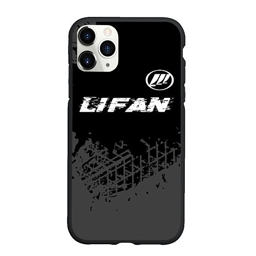 Чехол iPhone 11 Pro матовый Lifan speed на темном фоне со следами шин: символ / 3D-Черный – фото 1