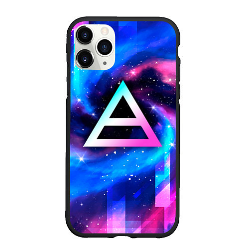 Чехол iPhone 11 Pro матовый Thirty Seconds to Mars неоновый космос / 3D-Черный – фото 1