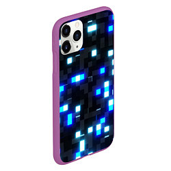 Чехол iPhone 11 Pro матовый Неоновые светящиеся квадраты, цвет: 3D-фиолетовый — фото 2