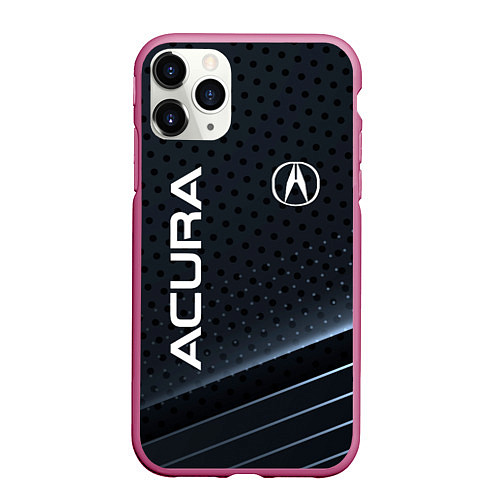 Чехол iPhone 11 Pro матовый Acura карбон / 3D-Малиновый – фото 1