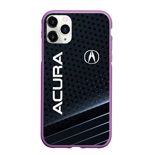 Чехол iPhone 11 Pro матовый Acura карбон / 3D-Фиолетовый – фото 1