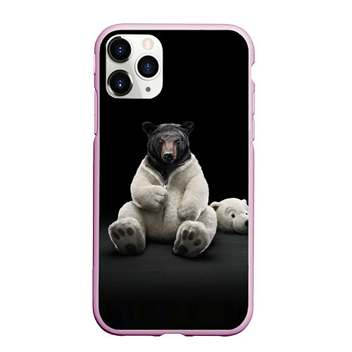 Чехол iPhone 11 Pro матовый Медведь в костюме ростовой куклы / 3D-Розовый – фото 1