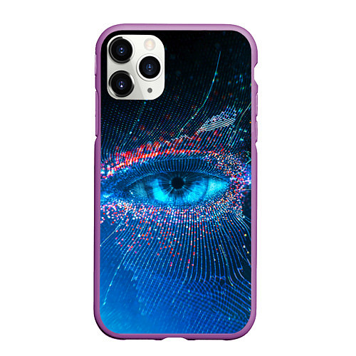 Чехол iPhone 11 Pro матовый Цифровой глаз / 3D-Фиолетовый – фото 1