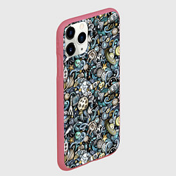 Чехол iPhone 11 Pro матовый Космонавт, ракета и планета, цвет: 3D-малиновый — фото 2