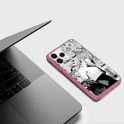 Чехол iPhone 11 Pro матовый Страницы манги - Макима - Человек бензопила, цвет: 3D-малиновый — фото 2