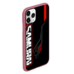Чехол iPhone 11 Pro матовый Samurai - Красный техно - Киберпанк, цвет: 3D-малиновый — фото 2