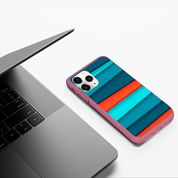 Чехол iPhone 11 Pro матовый Геометрические непараллельные пластины, цвет: 3D-малиновый — фото 2