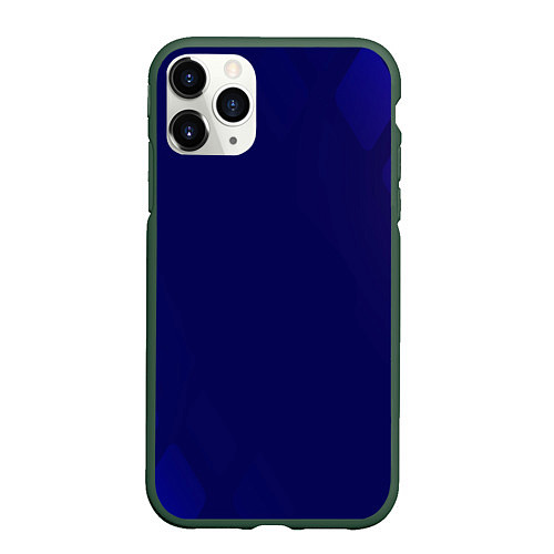 Чехол iPhone 11 Pro матовый Темно синий фон / 3D-Темно-зеленый – фото 1