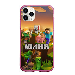 Чехол iPhone 11 Pro матовый Юлия Minecraft, цвет: 3D-малиновый