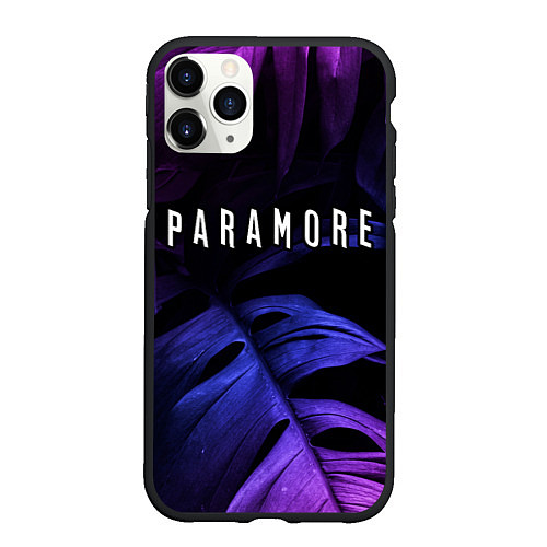 Чехол iPhone 11 Pro матовый Paramore neon monstera / 3D-Черный – фото 1