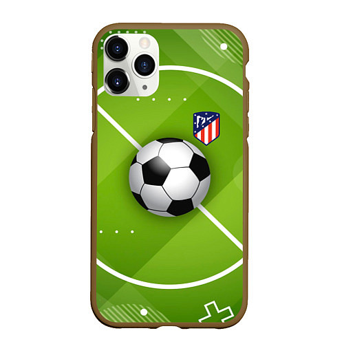 Чехол iPhone 11 Pro матовый Atletico madrid Мяч / 3D-Коричневый – фото 1