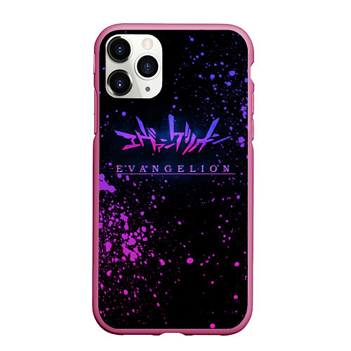 Чехол iPhone 11 Pro матовый Evangelion neon logo / 3D-Малиновый – фото 1