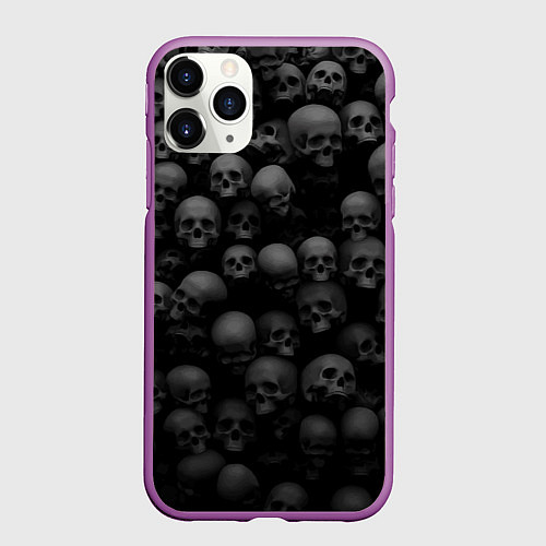 Чехол iPhone 11 Pro матовый Композиция из черепов - Dark / 3D-Фиолетовый – фото 1