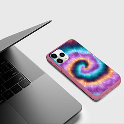 Чехол iPhone 11 Pro матовый Сине-фиолетовый тай дай, цвет: 3D-малиновый — фото 2