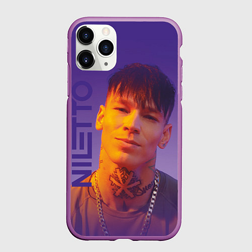Чехол iPhone 11 Pro матовый Niletto на фиолетовом фоне / 3D-Фиолетовый – фото 1