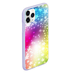 Чехол iPhone 11 Pro матовый Звезды на радужном фоне, цвет: 3D-светло-сиреневый — фото 2