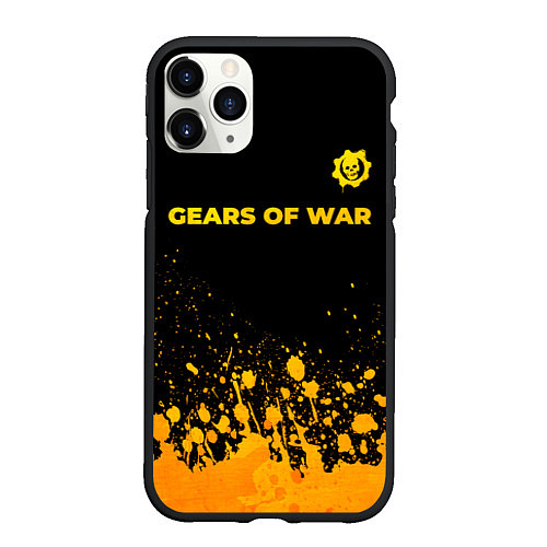 Чехол iPhone 11 Pro матовый Gears of War - gold gradient: символ сверху / 3D-Черный – фото 1