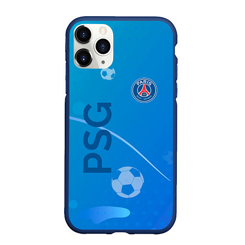 Чехол iPhone 11 Pro матовый Psg абстракция спорт / 3D-Тёмно-синий – фото 1