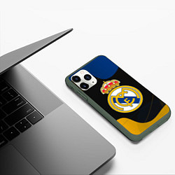 Чехол iPhone 11 Pro матовый Real madrid Абстракция, цвет: 3D-темно-зеленый — фото 2