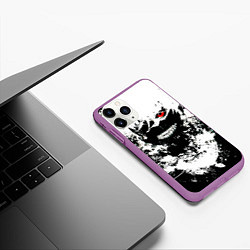 Чехол iPhone 11 Pro матовый Tokyo Ghoul Kaneki Ken paint, цвет: 3D-фиолетовый — фото 2