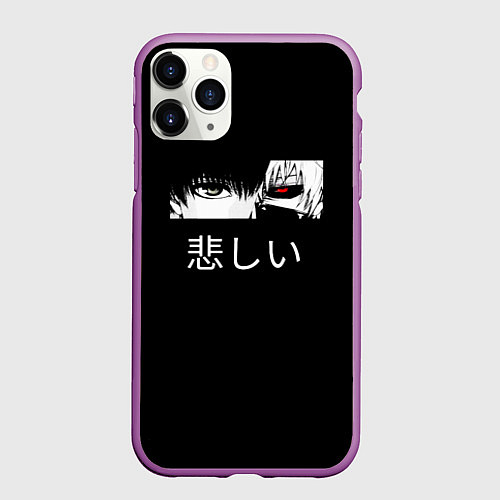 Чехол iPhone 11 Pro матовый Токийский Гуль аниме / 3D-Фиолетовый – фото 1