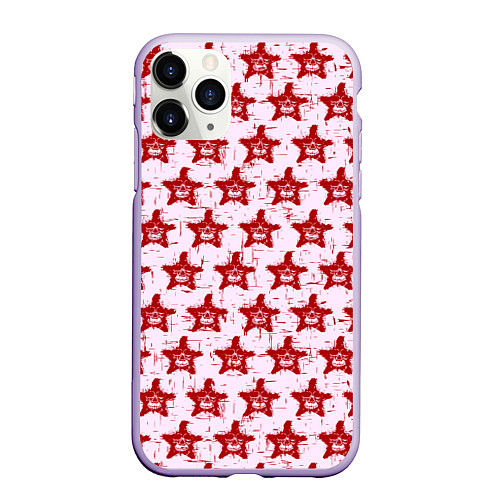 Чехол iPhone 11 Pro матовый Череп и звезда / 3D-Светло-сиреневый – фото 1