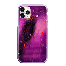 Чехол iPhone 11 Pro матовый Розово-фиолетовый абстрактный фон и краски
