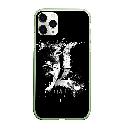 Чехол iPhone 11 Pro матовый Тетрадь смерти брызги красок / 3D-Салатовый – фото 1