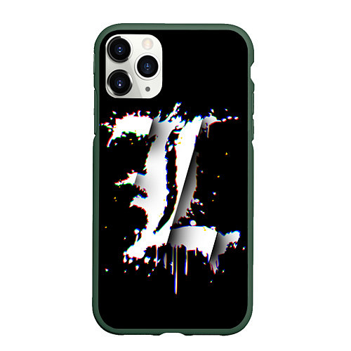 Чехол iPhone 11 Pro матовый Death Note glitch / 3D-Темно-зеленый – фото 1