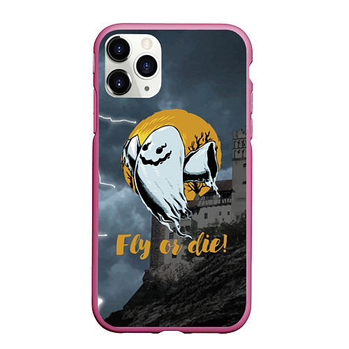 Чехол iPhone 11 Pro матовый Fly or die! Castle / 3D-Малиновый – фото 1