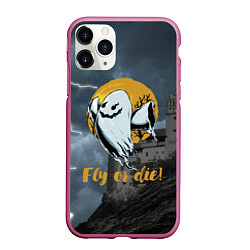 Чехол iPhone 11 Pro матовый Fly or die! Castle, цвет: 3D-малиновый