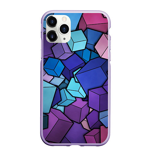 Чехол iPhone 11 Pro матовый Цветные кубы / 3D-Светло-сиреневый – фото 1