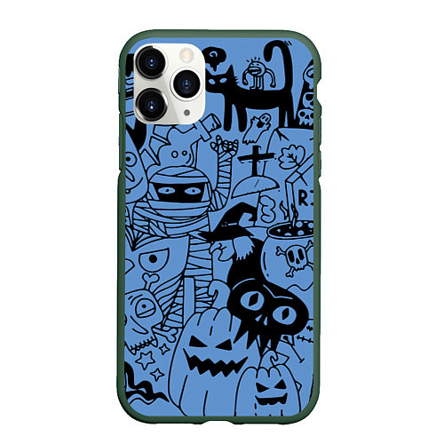 Чехол iPhone 11 Pro матовый Composition on the theme of Halloween / 3D-Темно-зеленый – фото 1