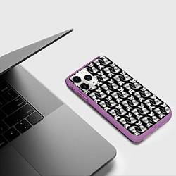 Чехол iPhone 11 Pro матовый Скелет кошки - Halloween pattern, цвет: 3D-фиолетовый — фото 2