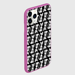 Чехол iPhone 11 Pro матовый Скелет кошки - Halloween pattern, цвет: 3D-фиолетовый — фото 2