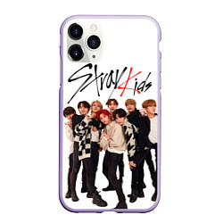 Чехол iPhone 11 Pro матовый Stray Kids white background, цвет: 3D-светло-сиреневый