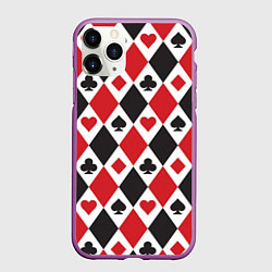 Чехол iPhone 11 Pro матовый Фон из карточных мастей, цвет: 3D-фиолетовый