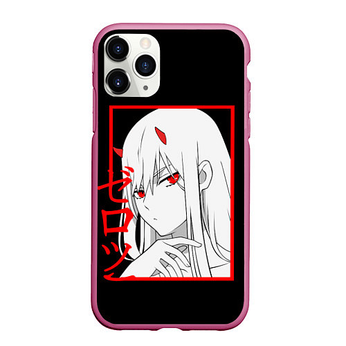 Чехол iPhone 11 Pro матовый Darling in the Franxx: 02 / 3D-Малиновый – фото 1