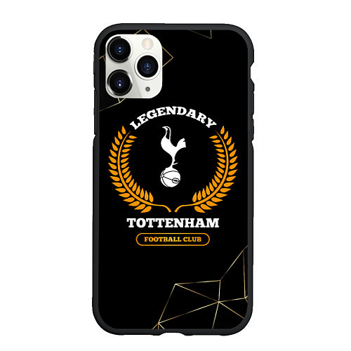 Чехол iPhone 11 Pro матовый Лого Tottenham и надпись legendary football club н / 3D-Черный – фото 1