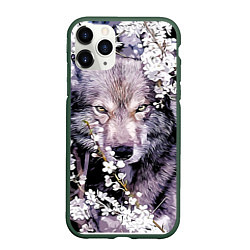 Чехол iPhone 11 Pro матовый Волк, глаза хищника, цвет: 3D-темно-зеленый
