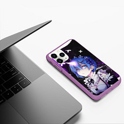 Чехол iPhone 11 Pro матовый Rem - ReZero - Абстракция, цвет: 3D-фиолетовый — фото 2